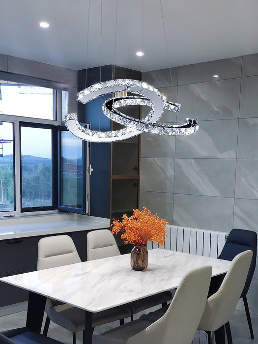 Modern Crystal Double C Chandelier