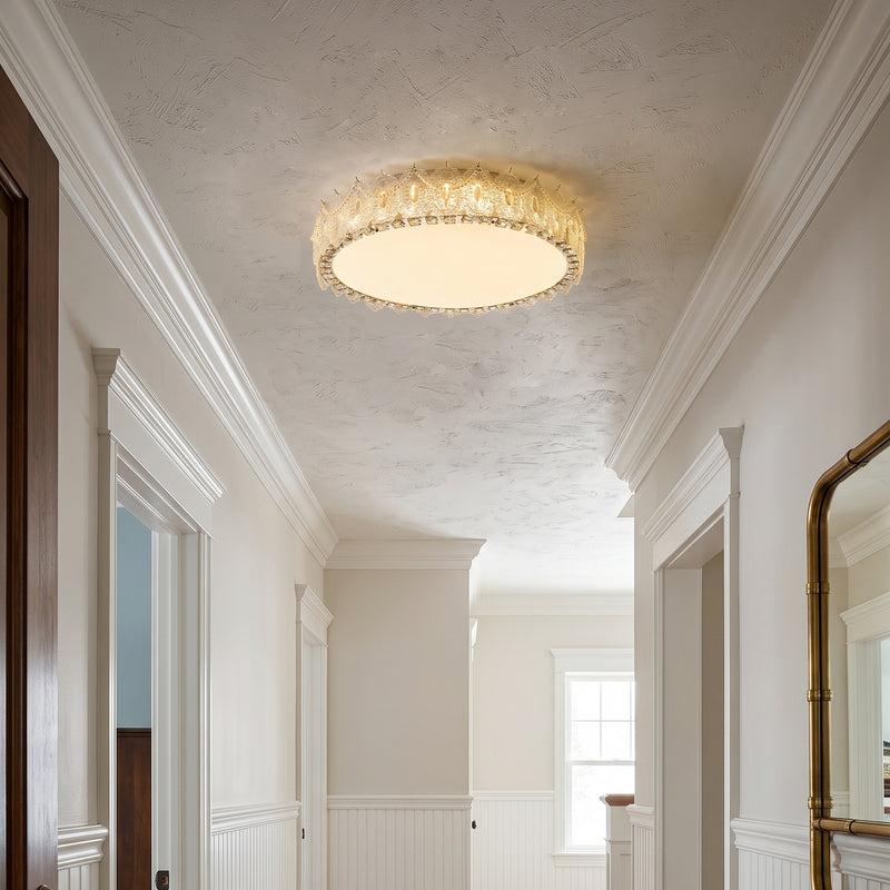 Alexandra Ice-Effect Glass Flush Mount