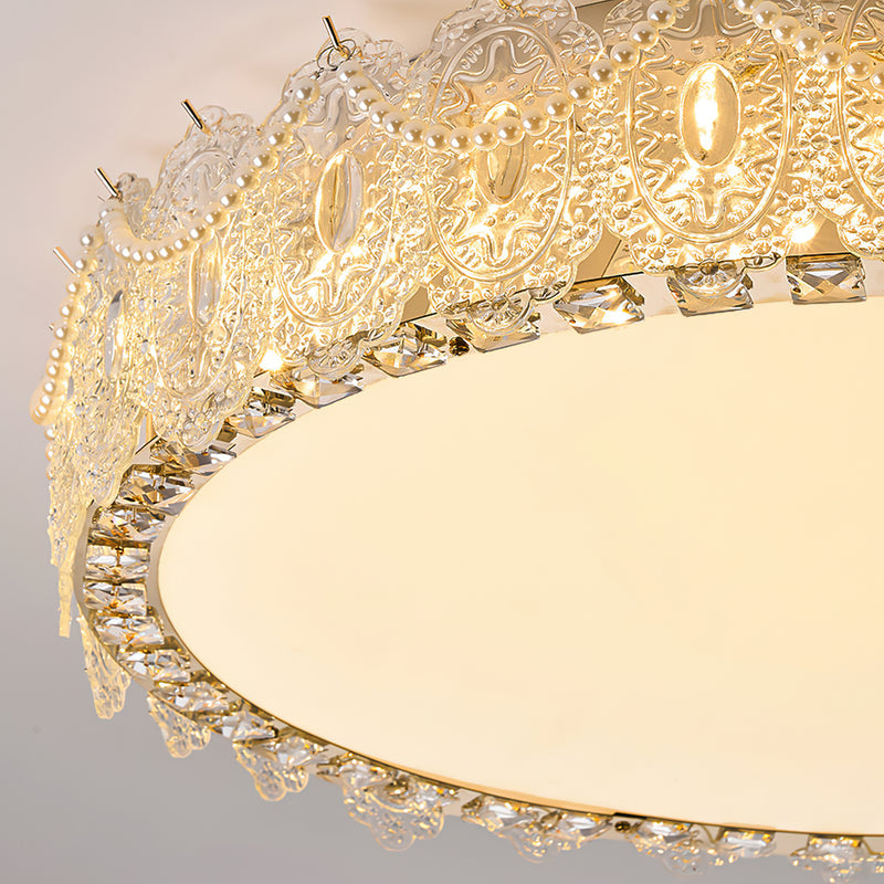 Alexandra Ice-Effect Glass Flush Mount