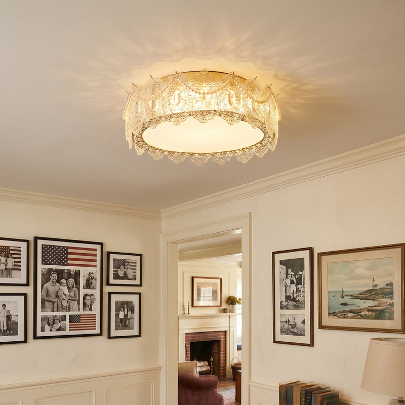 Alexandra Ice-Effect Glass Flush Mount