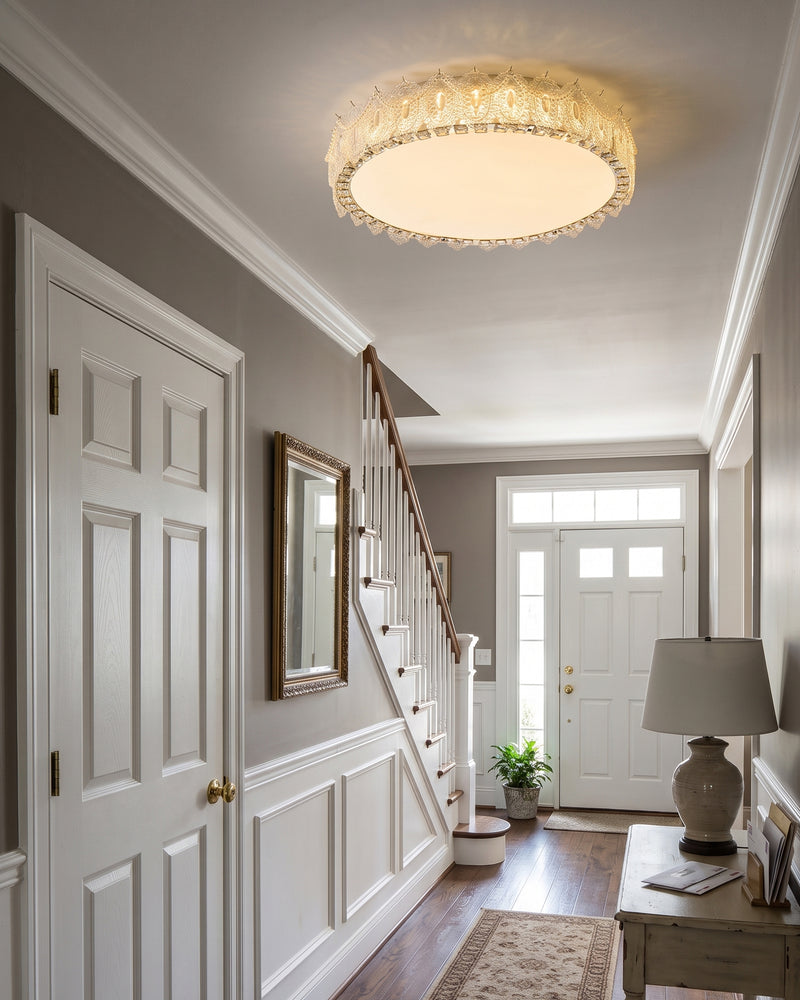 Alexandra Ice-Effect Glass Flush Mount