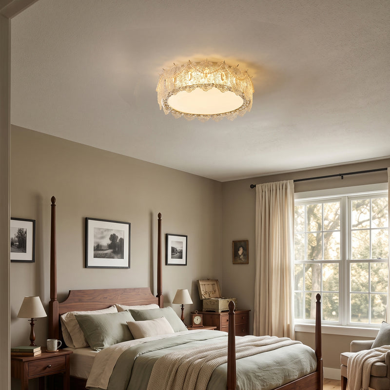 Alexandra Ice-Effect Glass Flush Mount