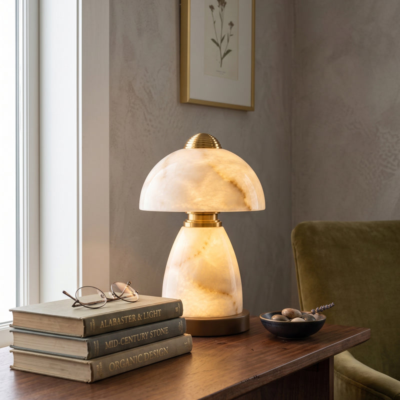 Ansel Mushroom Alabaster Table Lamp