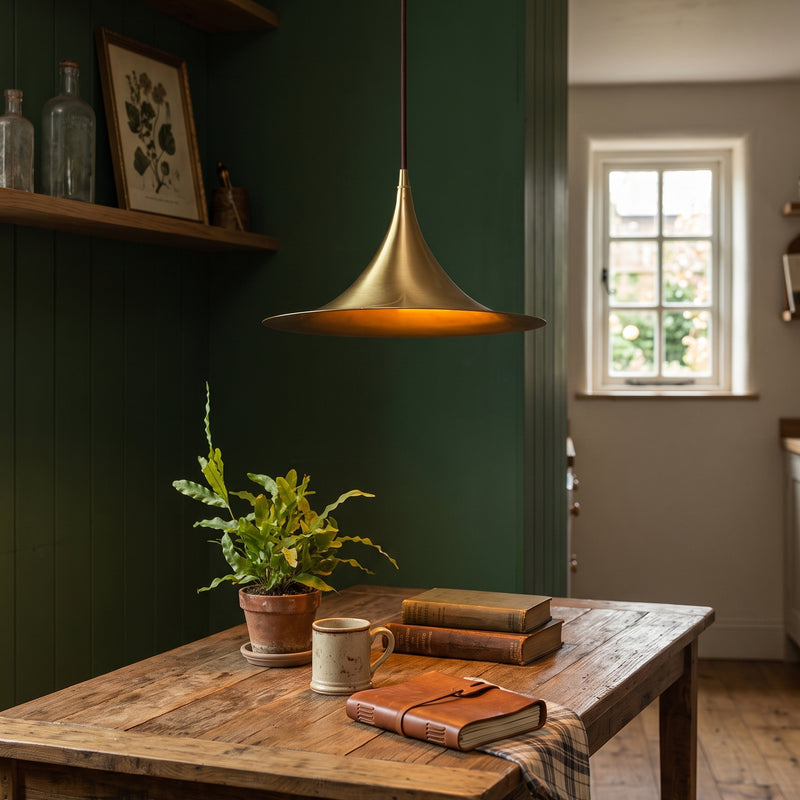 Astrid Flared Brass Pendant Lamp