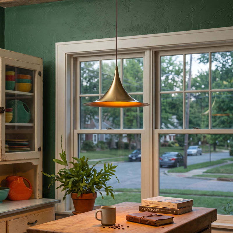 Astrid Flared Brass Pendant Lamp