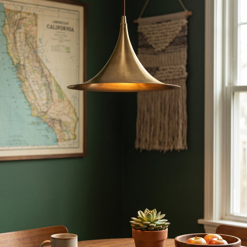 Astrid Flared Brass Pendant Lamp