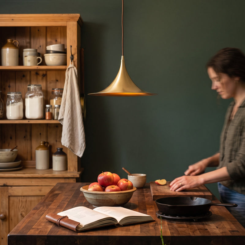 Astrid Flared Brass Pendant Lamp