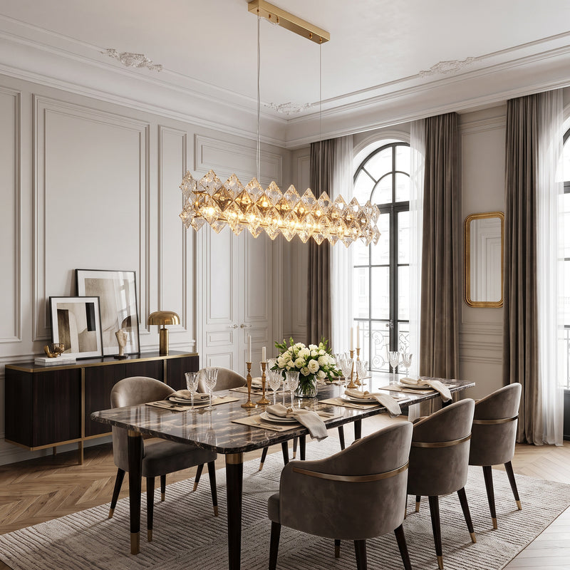 Aurelia Crystal Halo Linear Chandelier