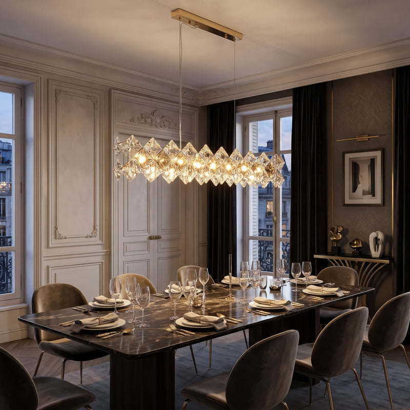 Aurelia Crystal Halo Linear Chandelier