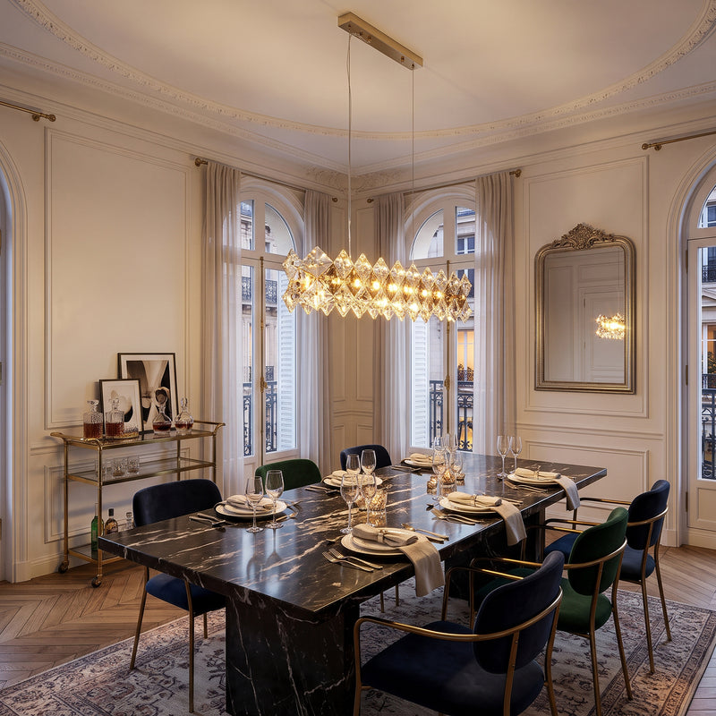 Aurelia Crystal Halo Linear Chandelier