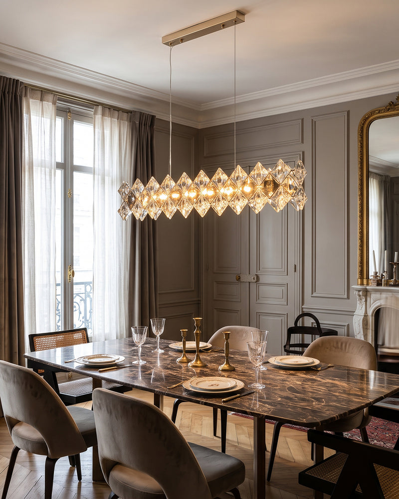 Aurelia Crystal Halo Linear Chandelier