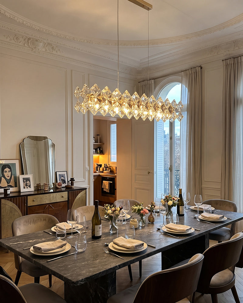 Aurelia Crystal Halo Linear Chandelier