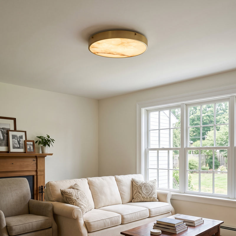 Aureon Alabaster Round Flush Mount