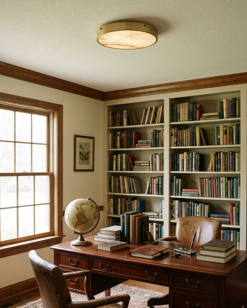 Aureon Alabaster Round Flush Mount