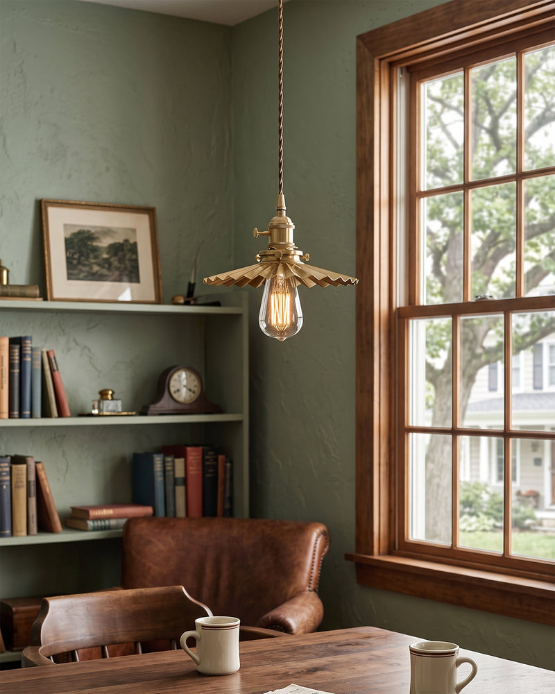 Beatrix Pleated Brass Pendant Lamp