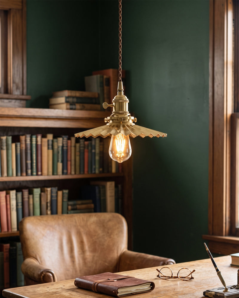 Beatrix Pleated Brass Pendant Lamp