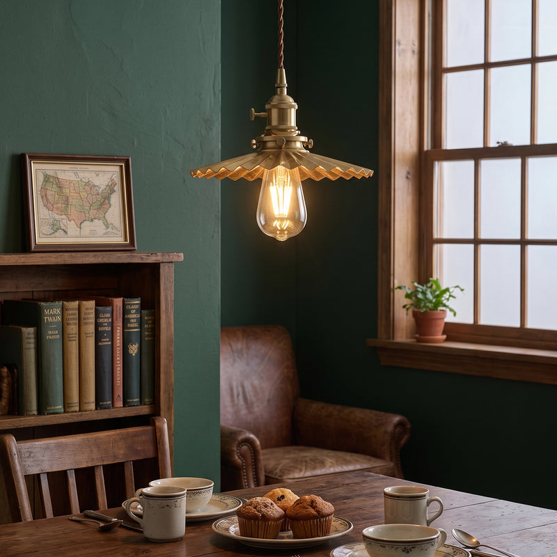 Beatrix Pleated Brass Pendant Lamp