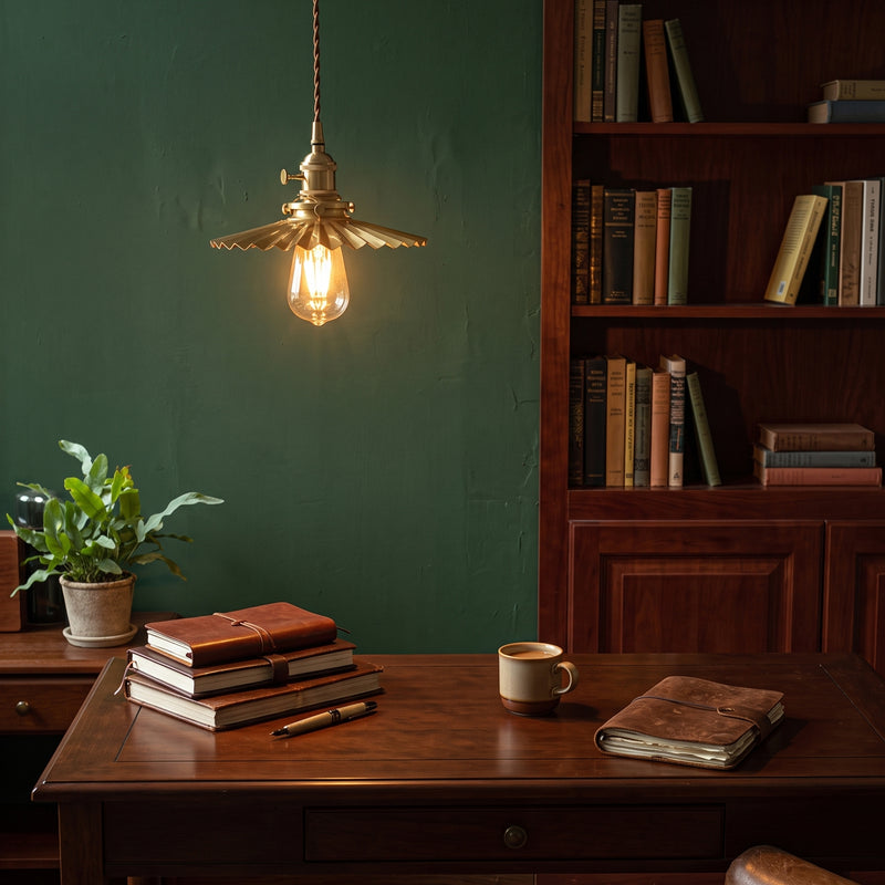 Beatrix Pleated Brass Pendant Lamp