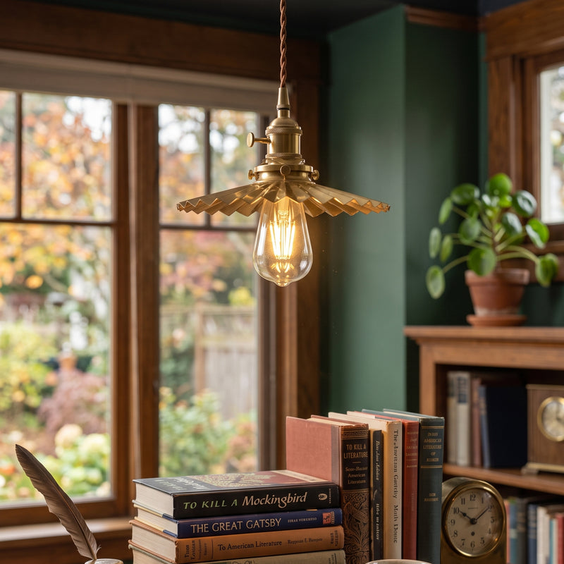 Beatrix Pleated Brass Pendant Lamp