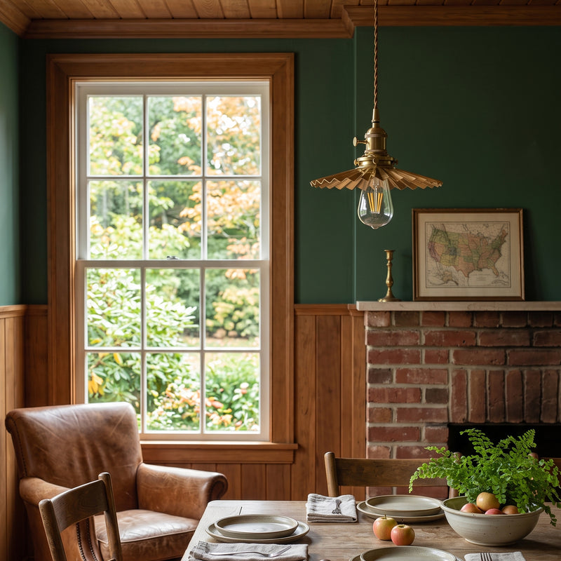 Beatrix Pleated Brass Pendant Lamp