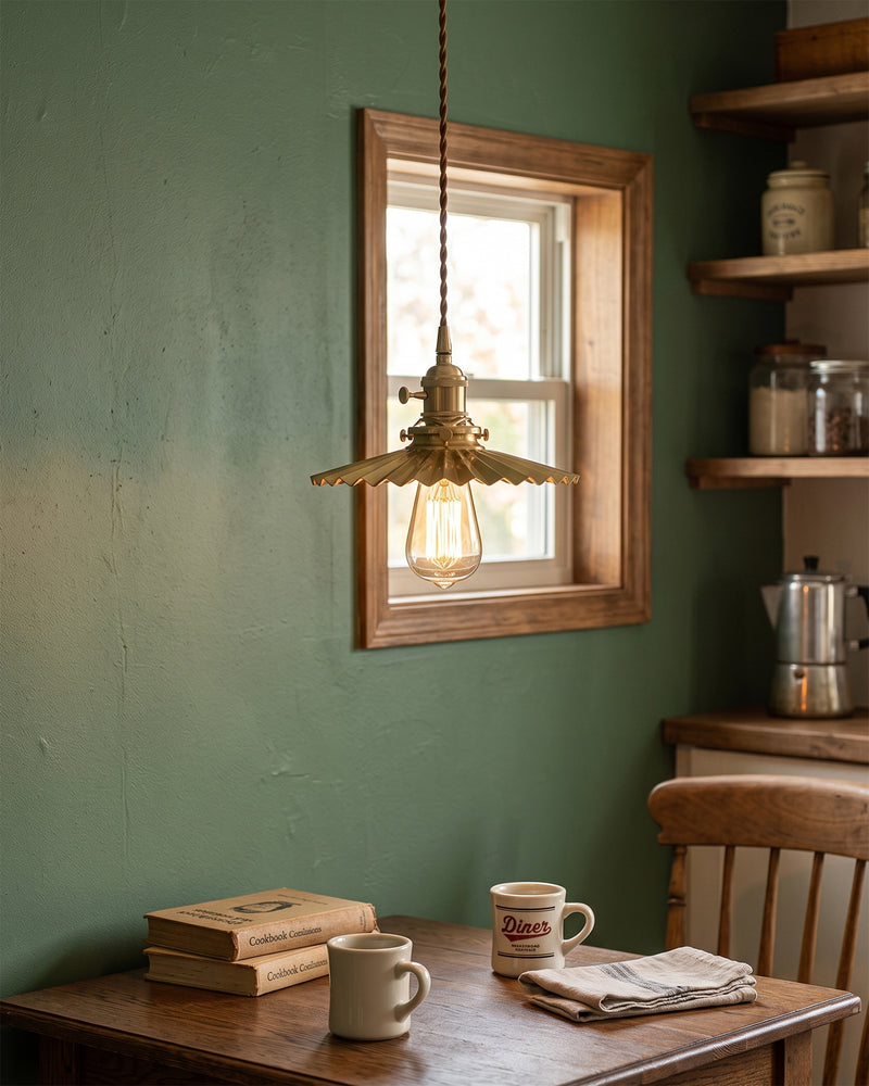 Beatrix Pleated Brass Pendant Lamp
