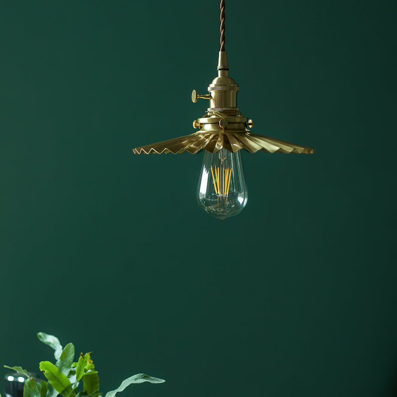 Beatrix Pleated Brass Pendant Lamp