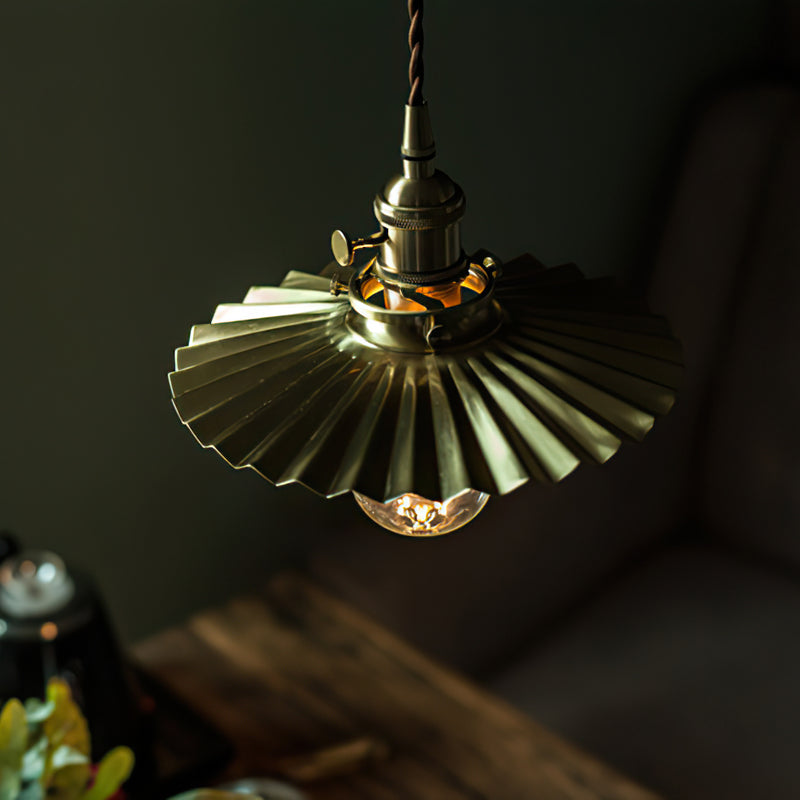 Beatrix Pleated Brass Pendant Lamp
