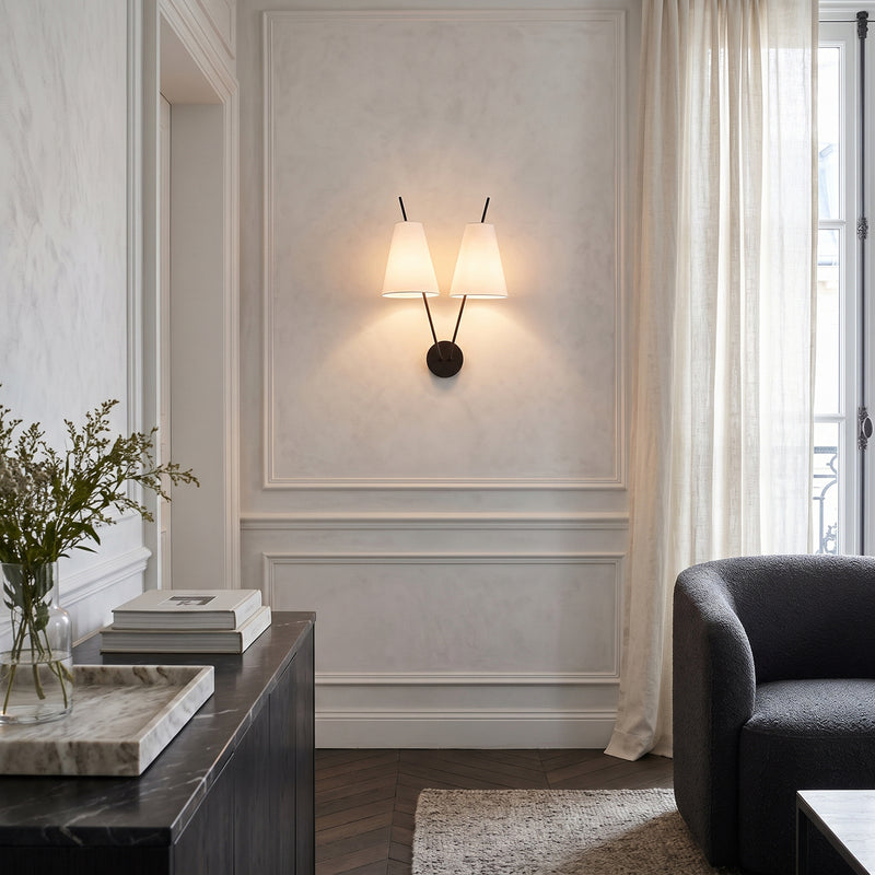 Beaumont Dual-Arm Fabric Wall Sconce