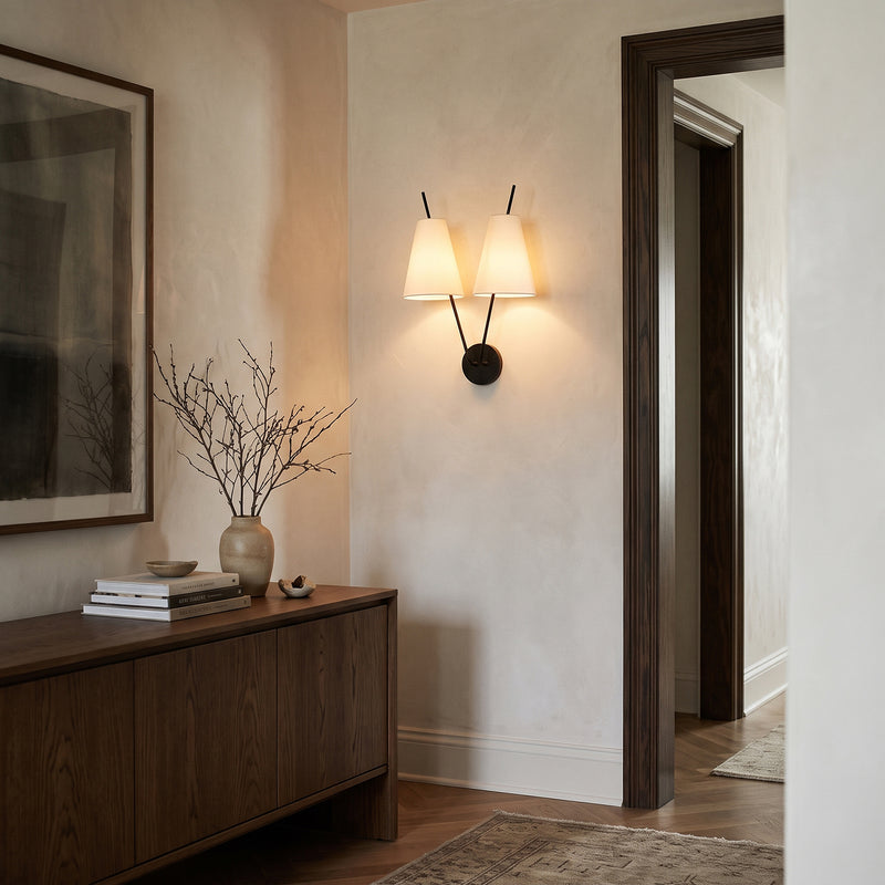 Beaumont Dual-Arm Fabric Wall Sconce