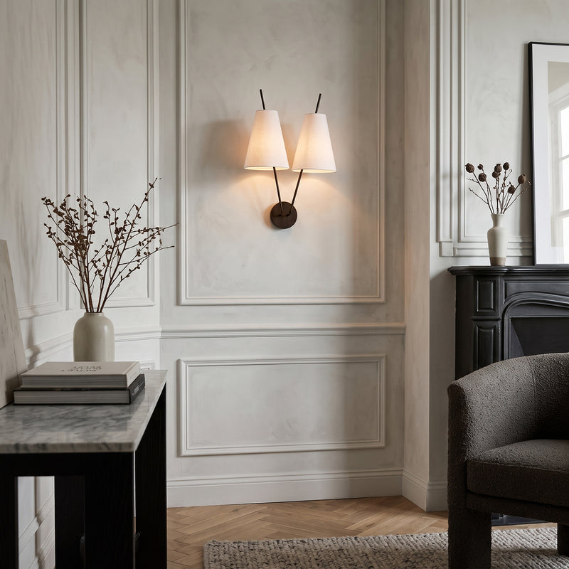 Beaumont Dual-Arm Fabric Wall Sconce