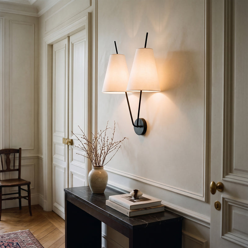 Beaumont Dual-Arm Fabric Wall Sconce