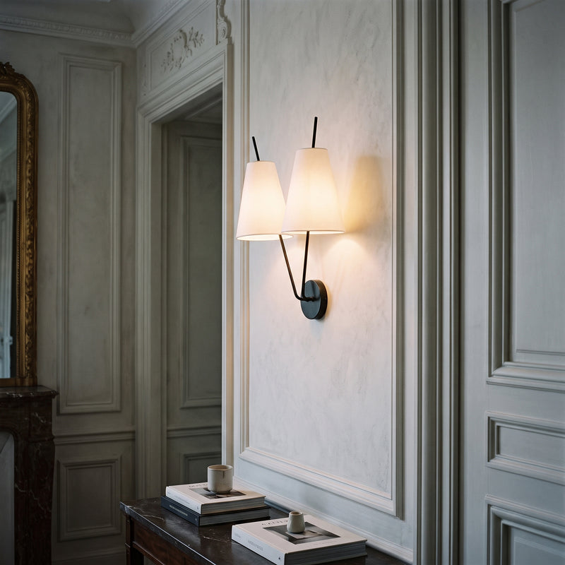 Beaumont Dual-Arm Fabric Wall Sconce