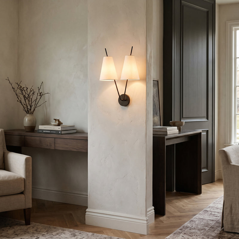 Beaumont Dual-Arm Fabric Wall Sconce