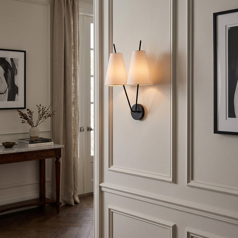 Beaumont Dual-Arm Fabric Wall Sconce
