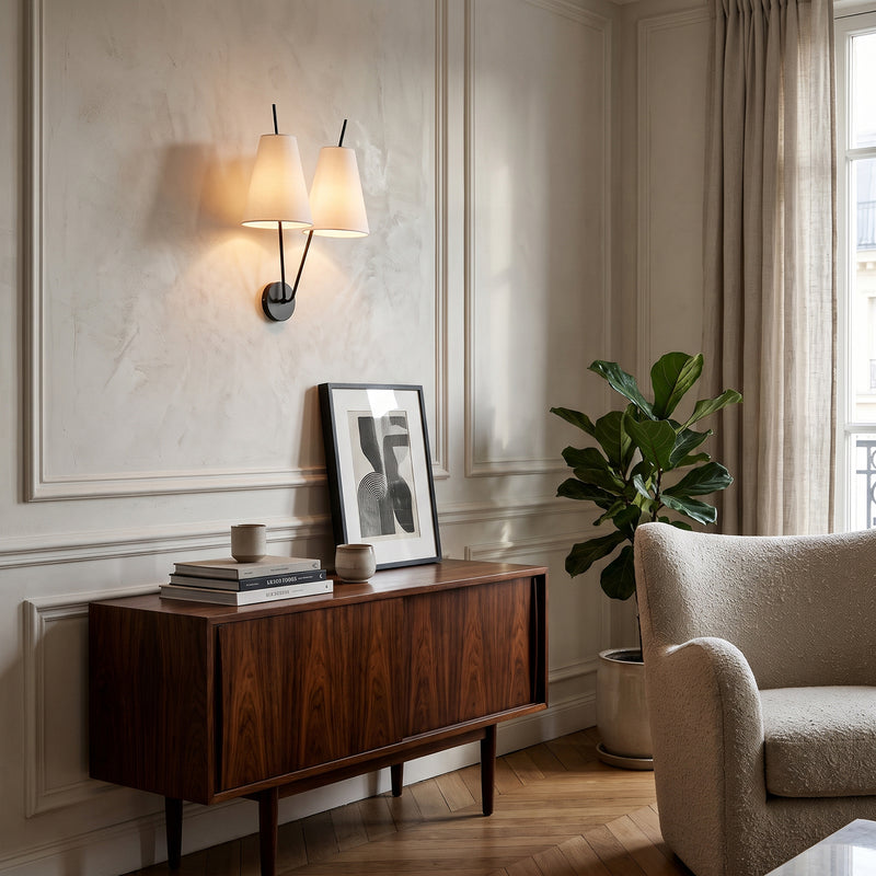Beaumont Dual-Arm Fabric Wall Sconce