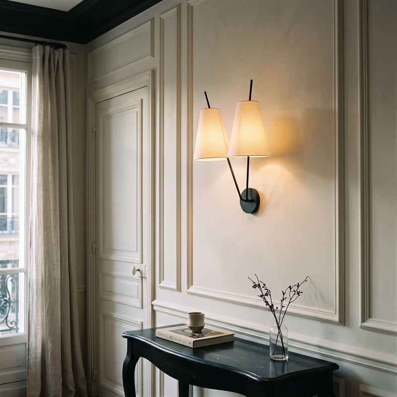 Beaumont Dual-Arm Fabric Wall Sconce