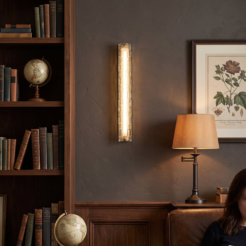 Brass Ripple Glass Wall Sconce