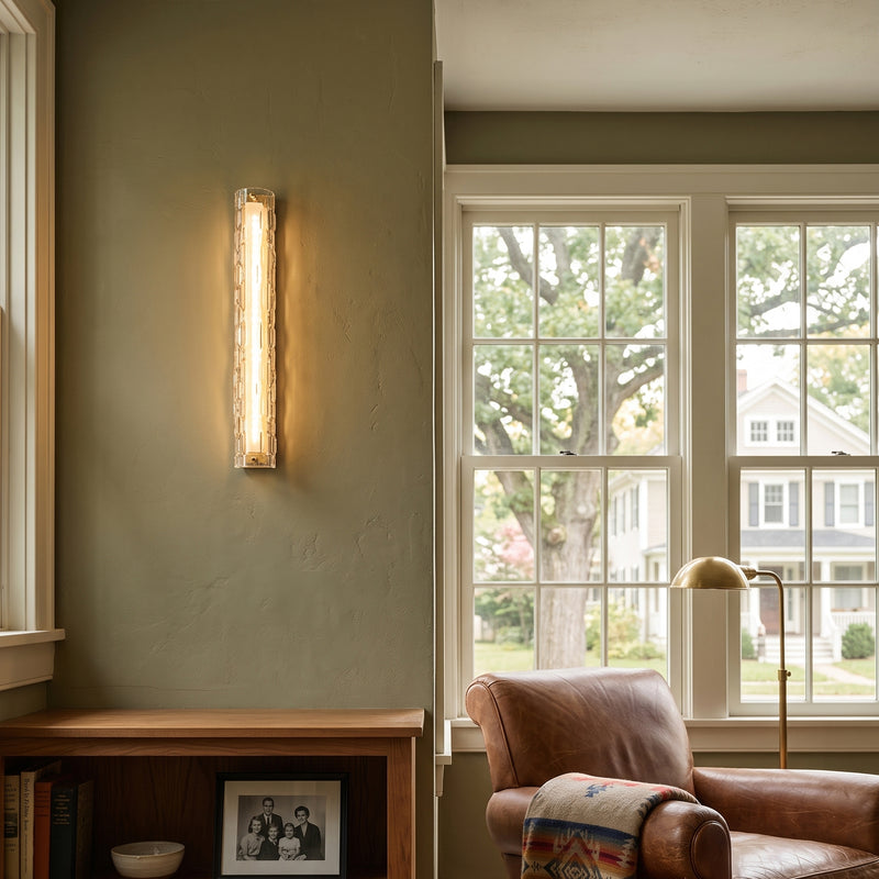 Brass Ripple Glass Wall Sconce