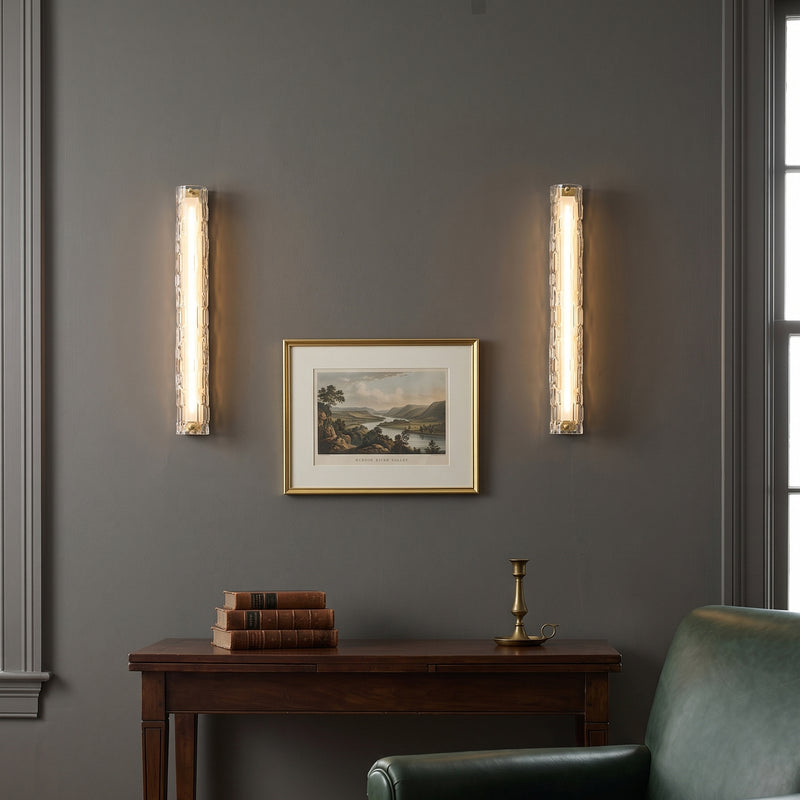 Brass Ripple Glass Wall Sconce