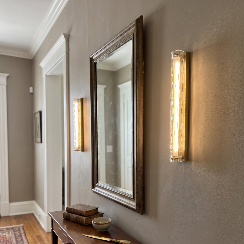 Brass Ripple Glass Wall Sconce
