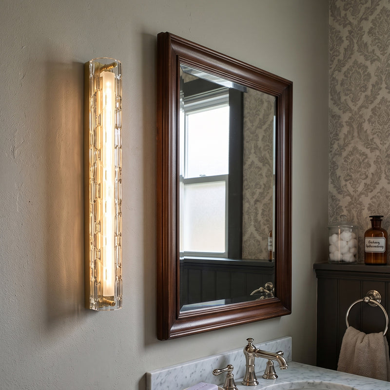 Brass Ripple Glass Wall Sconce