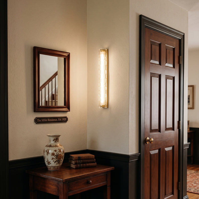 Brass Ripple Glass Wall Sconce