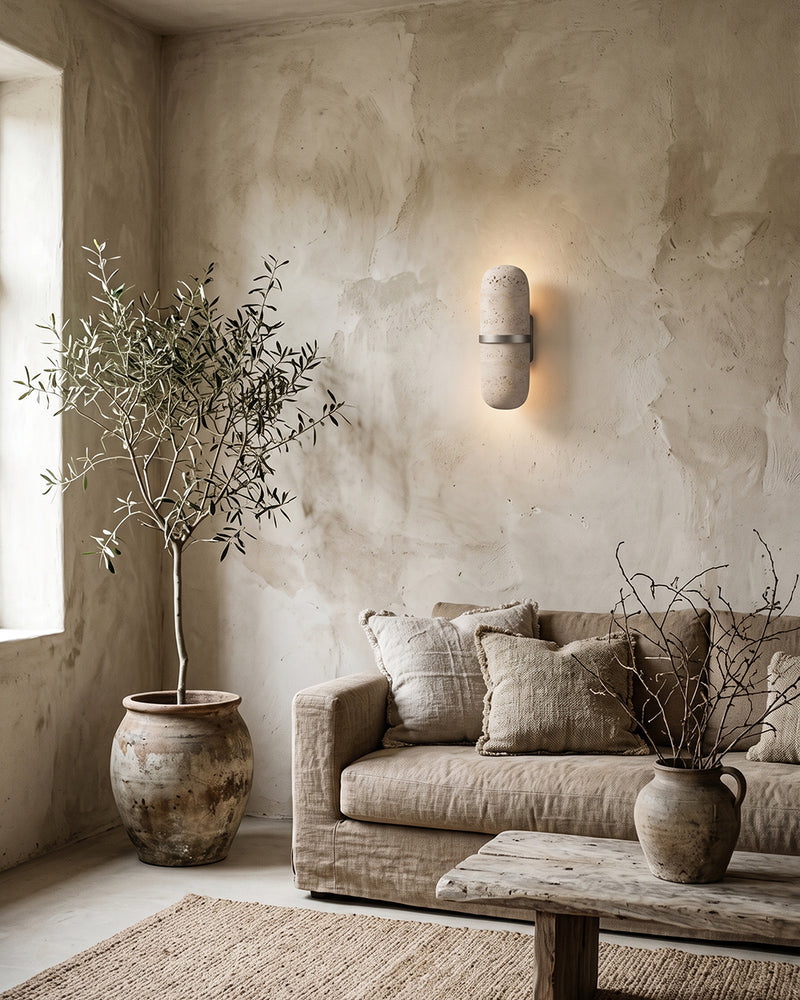 Camden Travertine Capsule Wall Sconce
