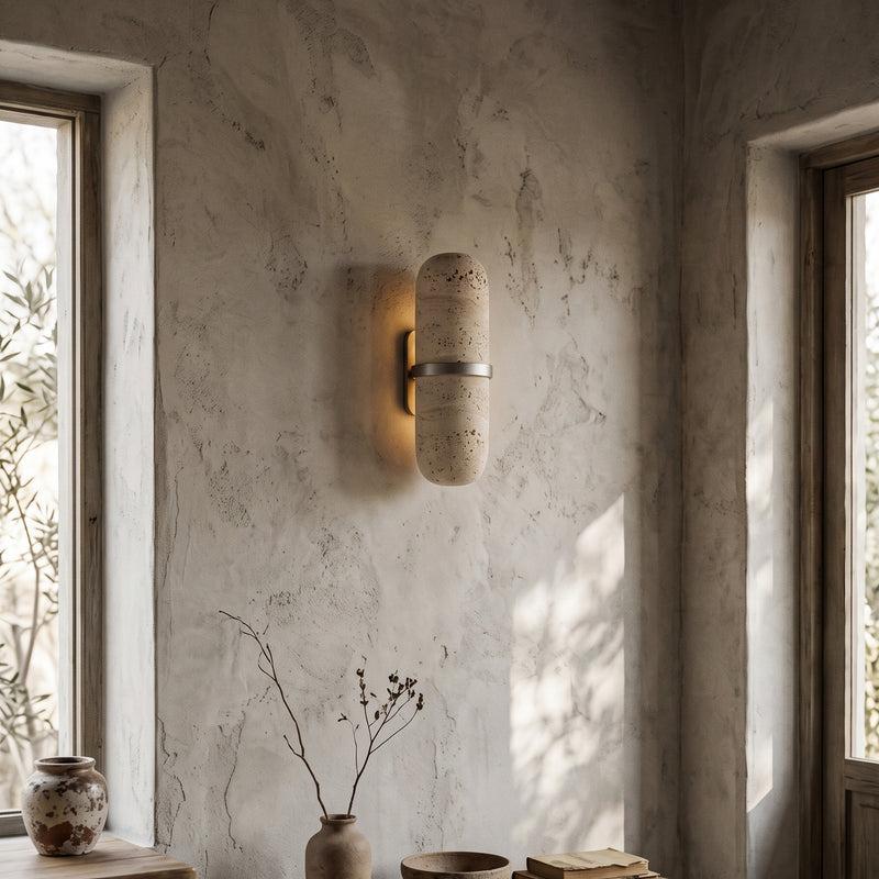 Camden Travertine Capsule Wall Sconce