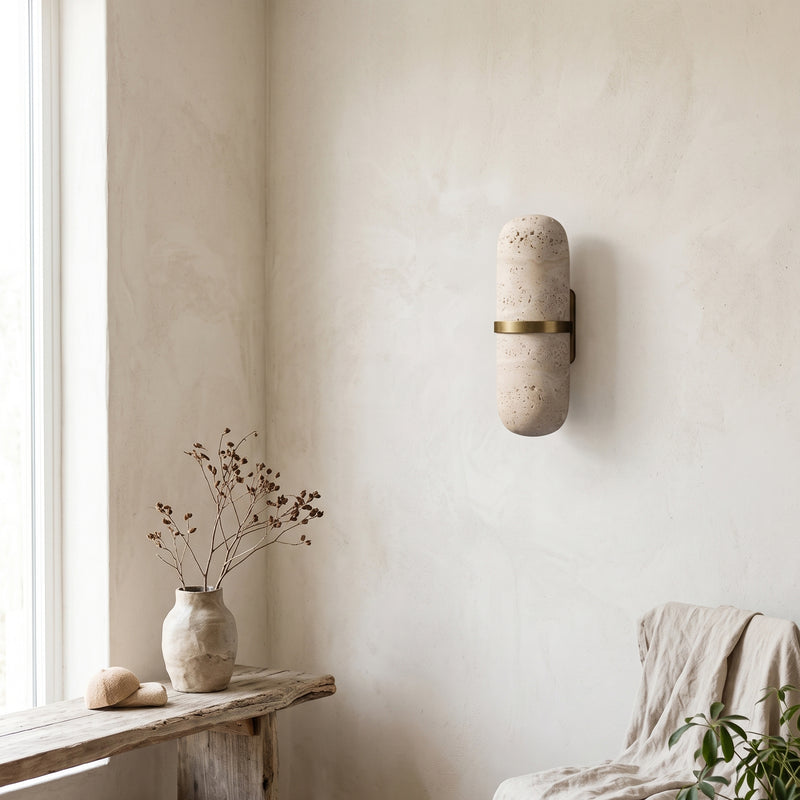 Camden Travertine Capsule Wall Sconce