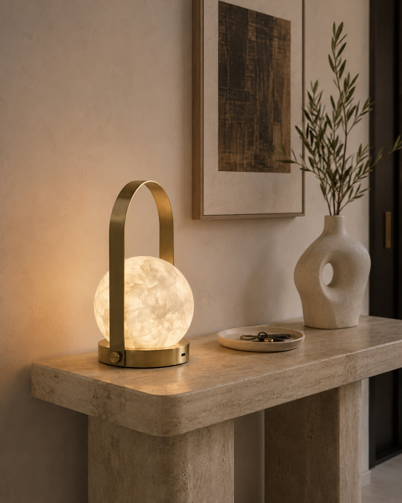 Carrie Alabaster Table Lamp (Built-in Battery)