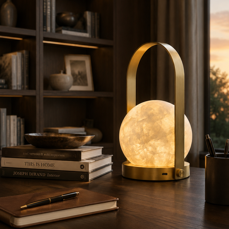 Carrie Alabaster Table Lamp (Built-in Battery)