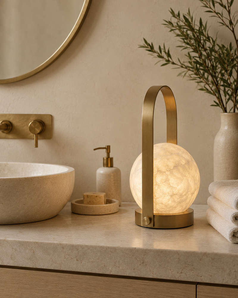 Carrie Alabaster Table Lamp (Built-in Battery)