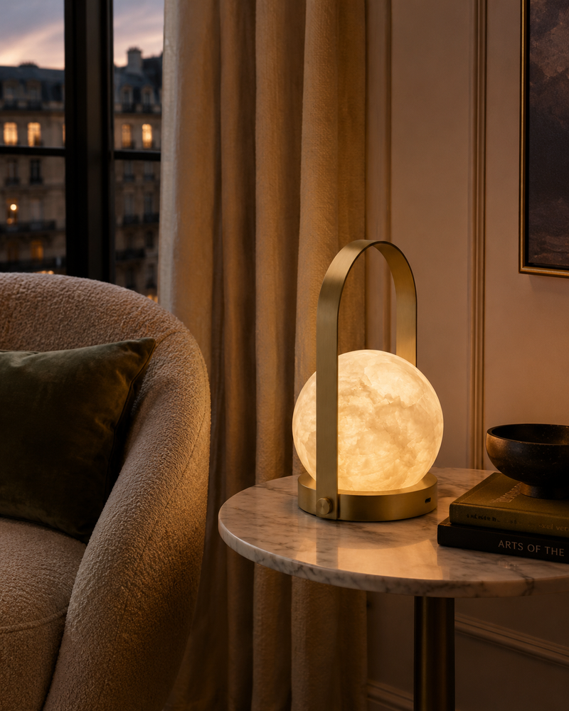 Carrie Alabaster Table Lamp (Built-in Battery)