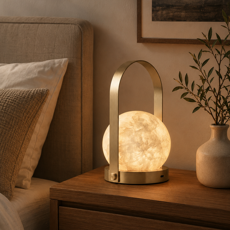 Carrie Alabaster Table Lamp (Built-in Battery)